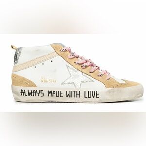 Golden Goose Mid Star Sneakers Shoes Pink Gold Silver Beige size 37 US 7